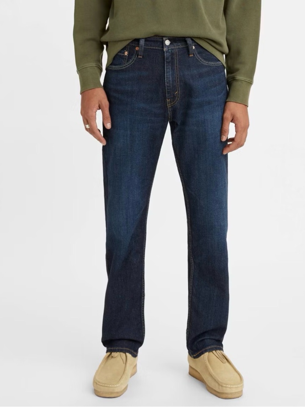 Levi’s Mens 505 Regular Stretch Straight-Leg Indigo Jeans 36X32